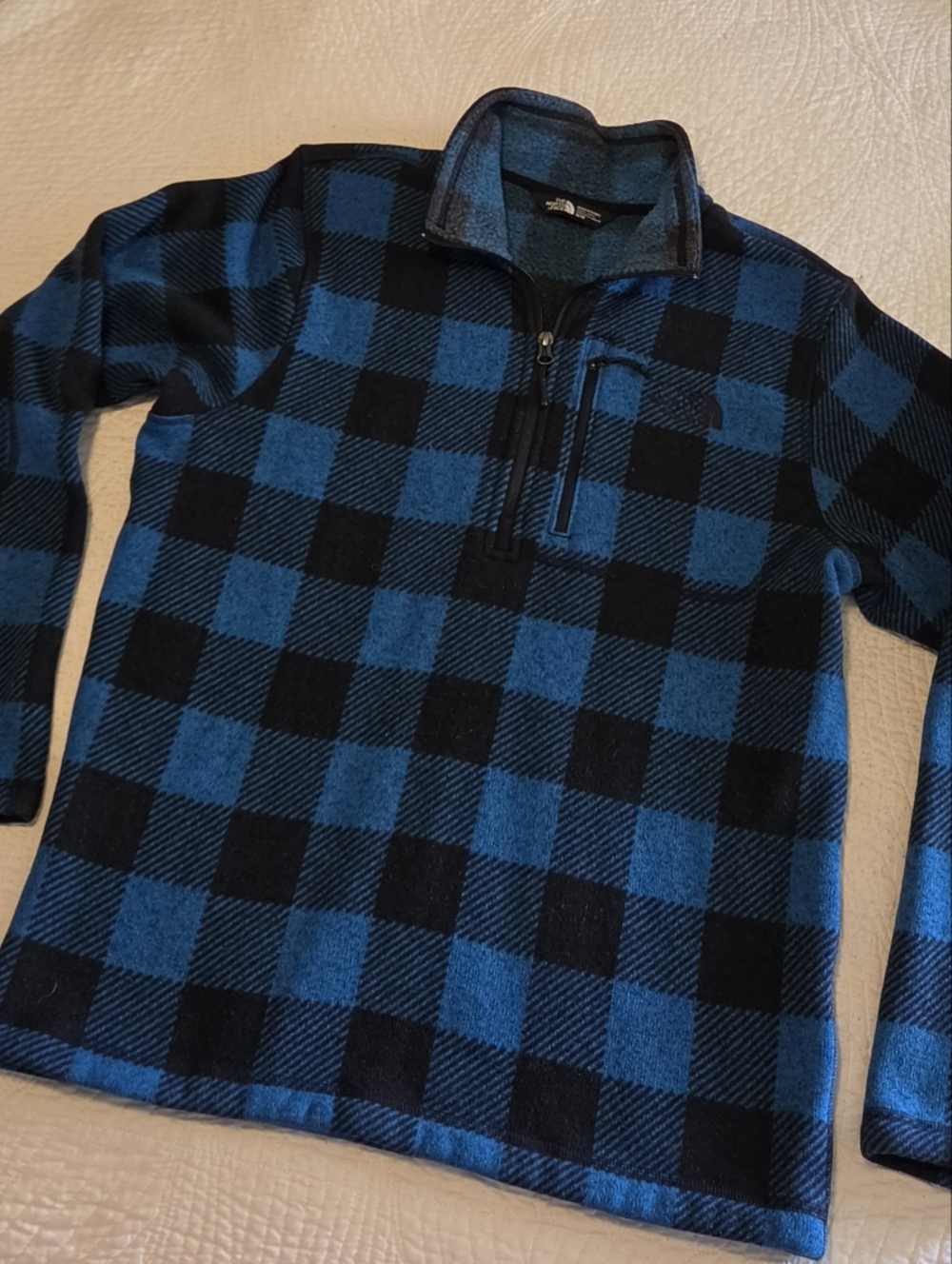 The North Face Blue Buffalo Plaid Pullover, Men's Size Medium